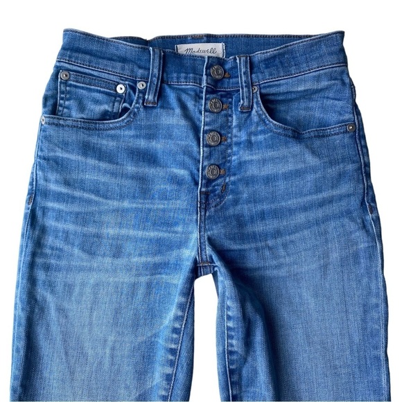 Madewell Cali Demi Boot Jeans Womens Size 25 Raw Hem Button Fly High Rise Flare - Picture 4 of 13